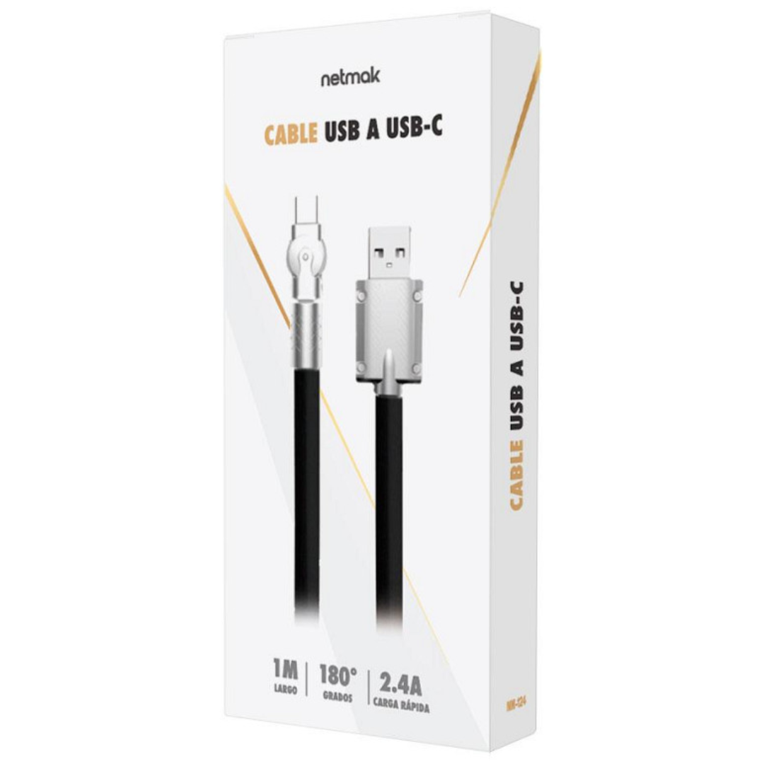 CABLE NETMAK NM-124 USB A USB-C C/PUNTA GIRATORIA