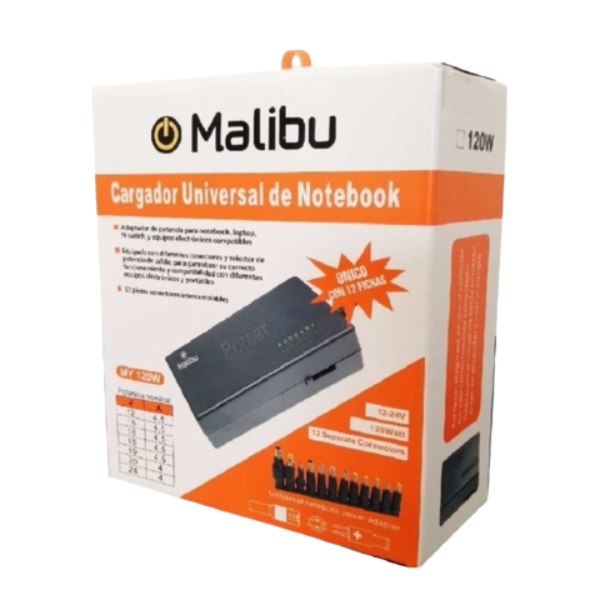 CARGADOR DE NOTEBOOK MALIBU 120W
