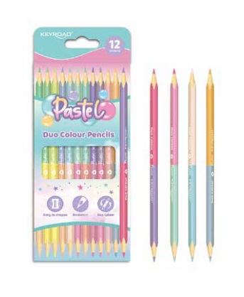 LAPICES DE COLOR KEYROAD PASTEL DUO LARGOS CAJAx12/24un