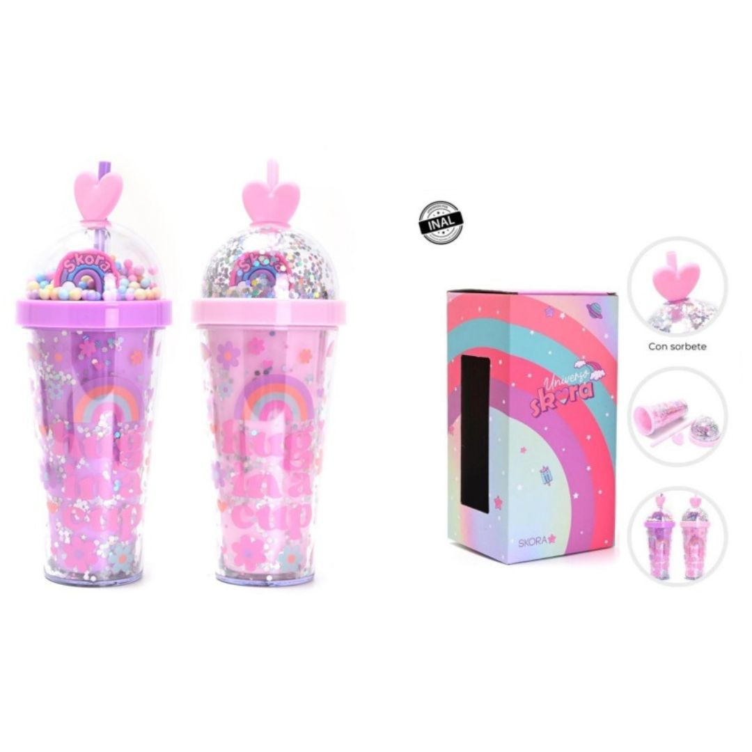 VASO INFANTIL SKORA DREAM C/TAPA REDONDEADA Y SORBETE