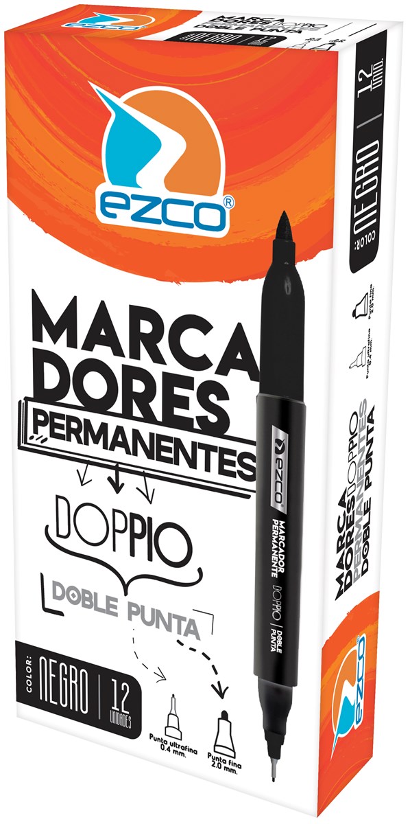 MARCADOR DOPPIO EZCO DOBLE PUNTA PERMANENTE