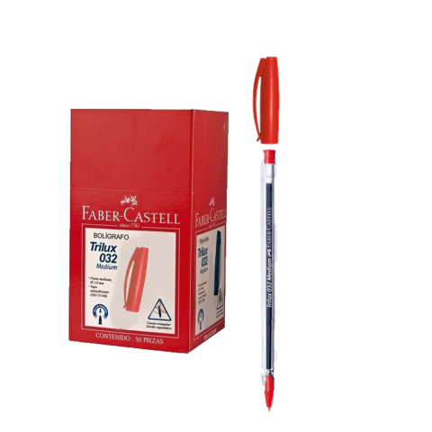 BOLIGRAFO FABER CASTELL TRILUX CRISTAL 032 1MM ROJO